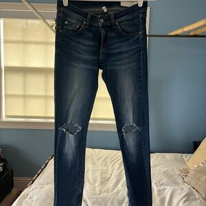 Rag and Bone Dark Blue Distressed Jeans